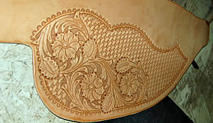 Tooled leather Flower-tooled saddle parts (leather)